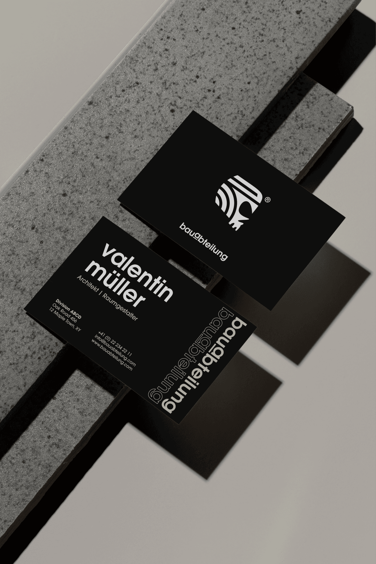 Minimal bauabteilung business card design for architecture studios