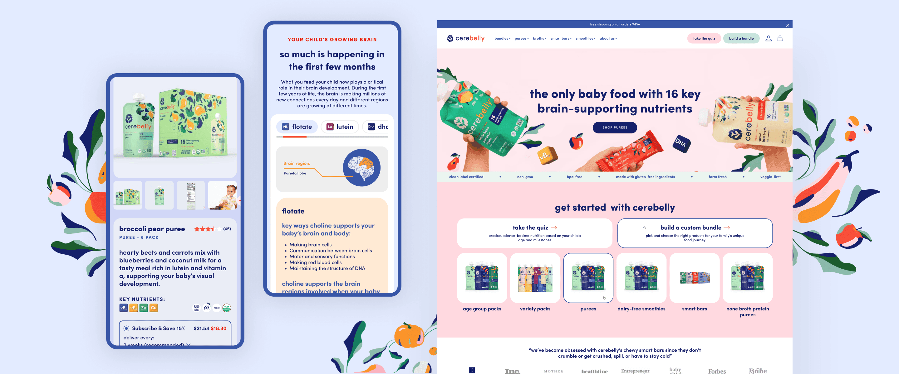 Montage shot of desktop and mobile images for Cerebelly website experience