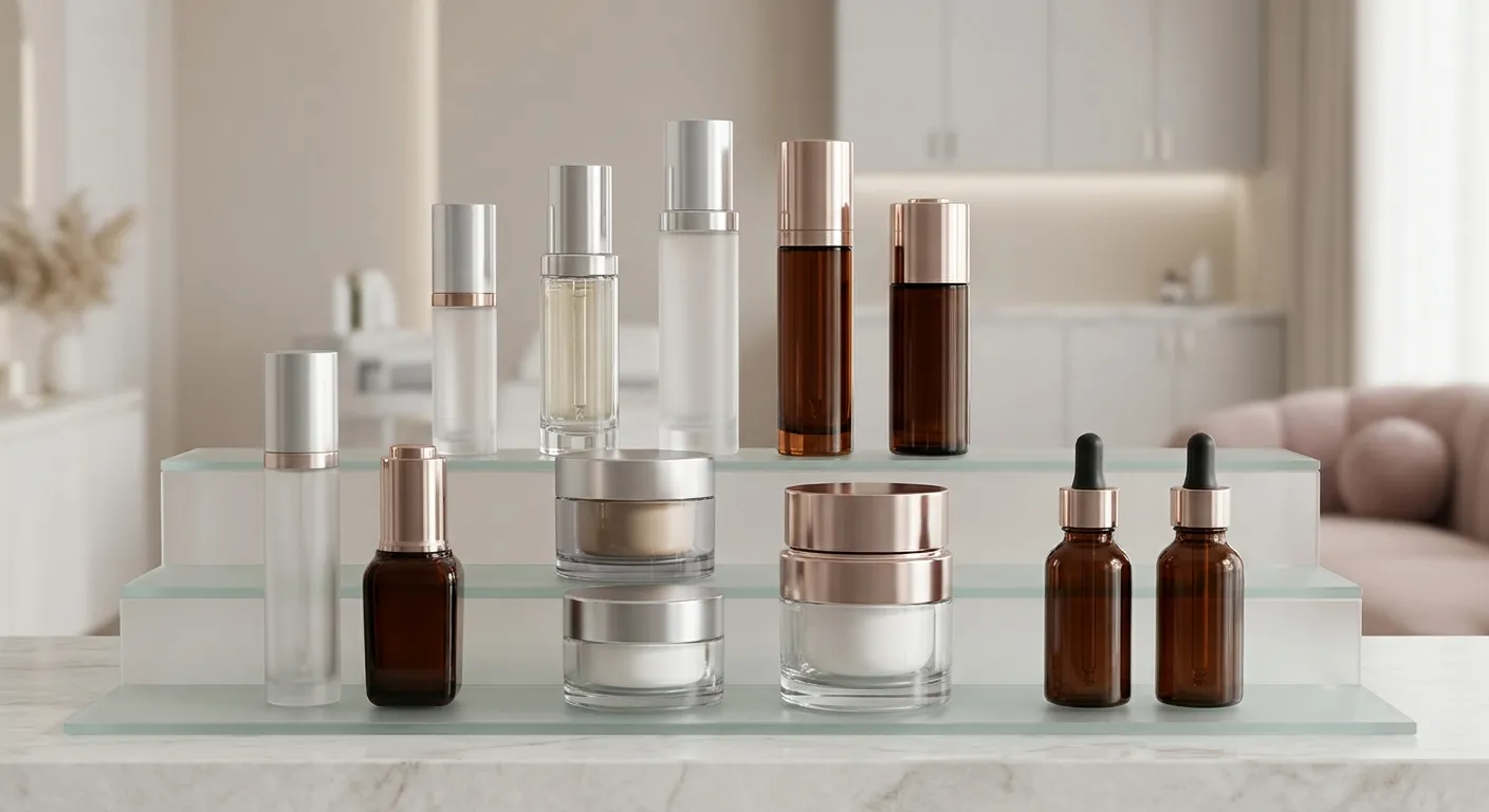 Advanced aesthetic skincare product portfolio including serum-based products