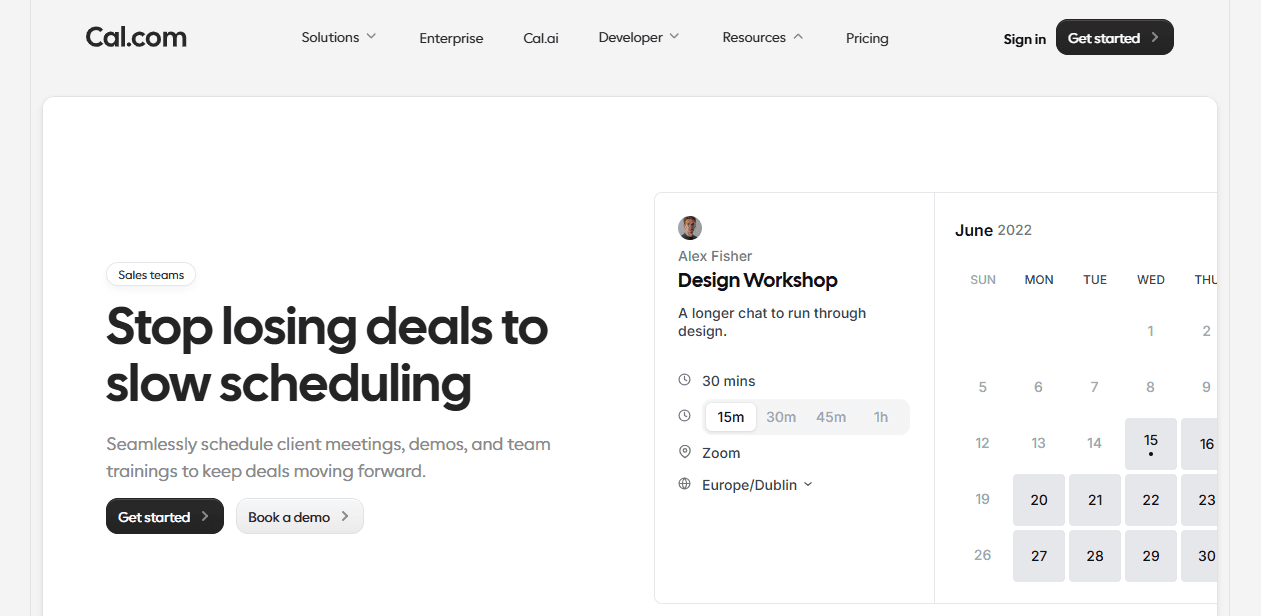 Screenshot of Cal.com Homepage