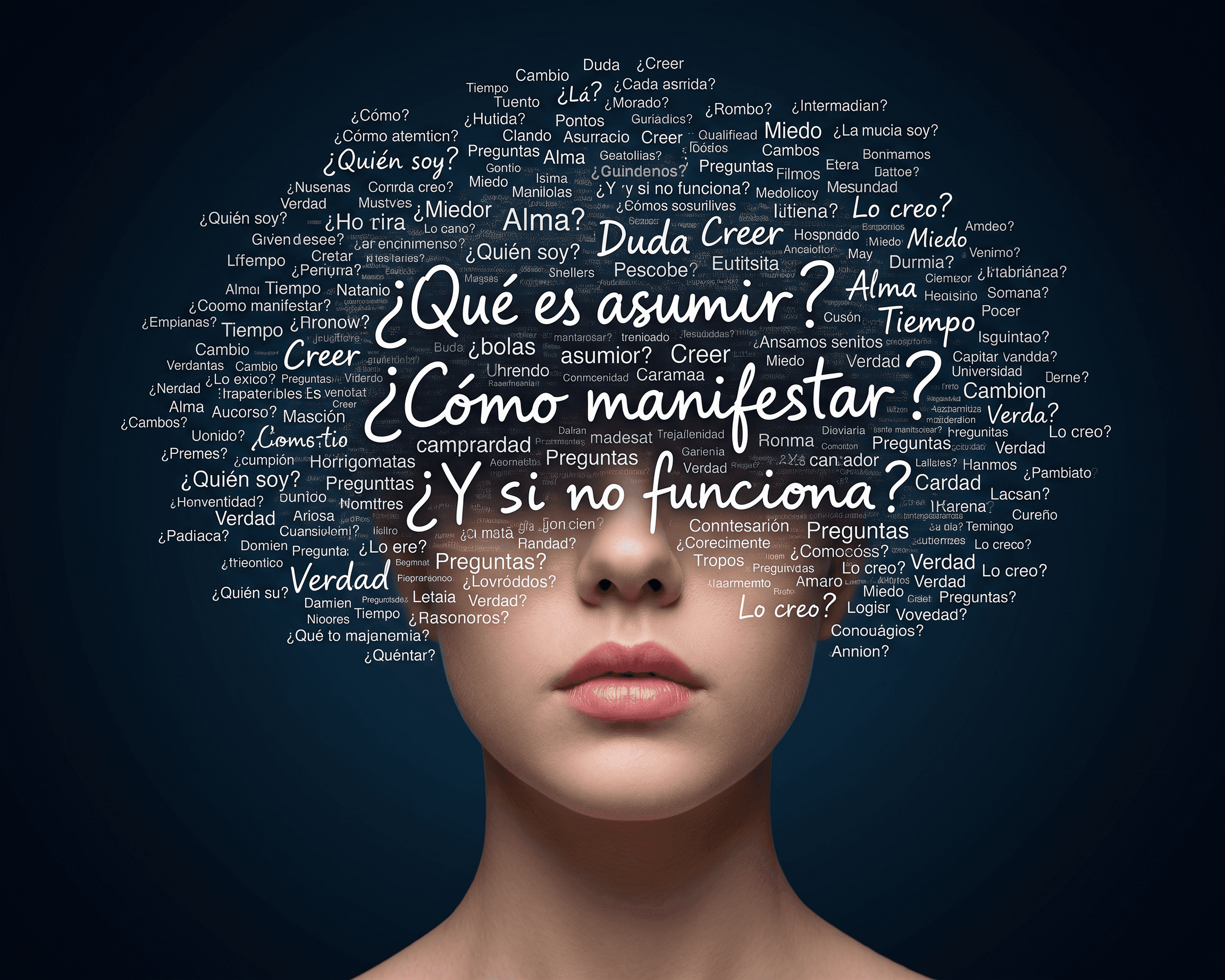 A black and white photo of a woman's head