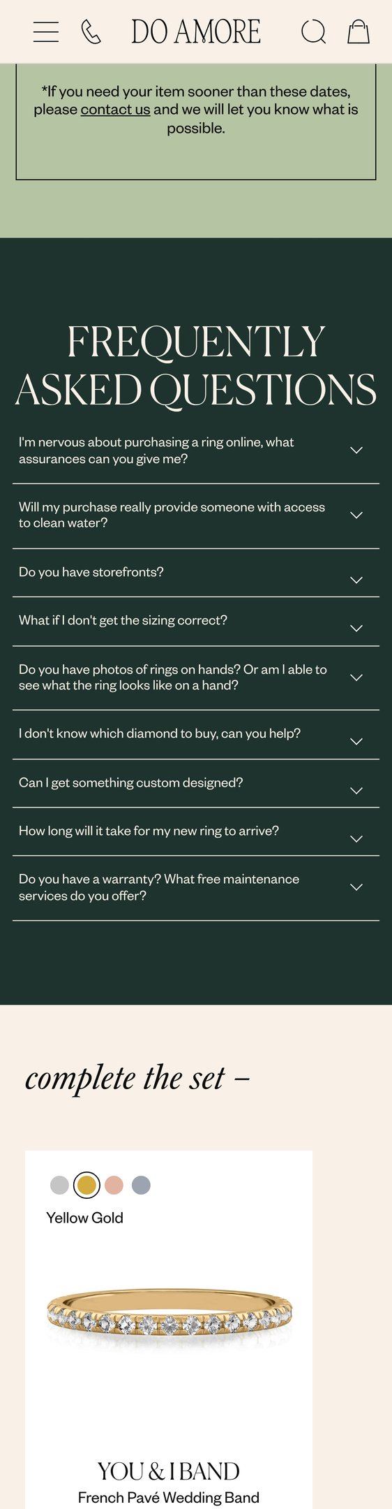 Jewelry product options include: ring for You & I from Do Amore.