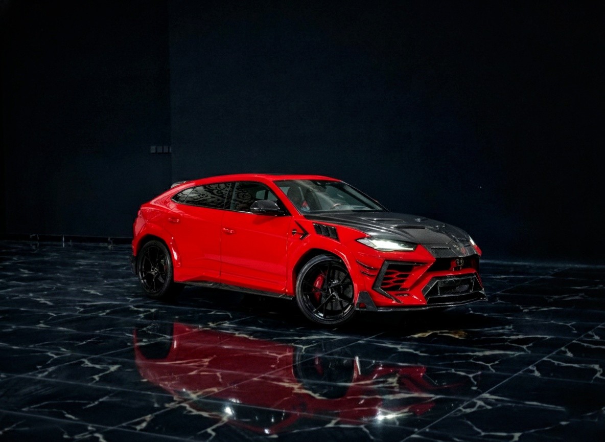 Lamborghini Urus Mansory style red luxury SUV for rent in Dubai