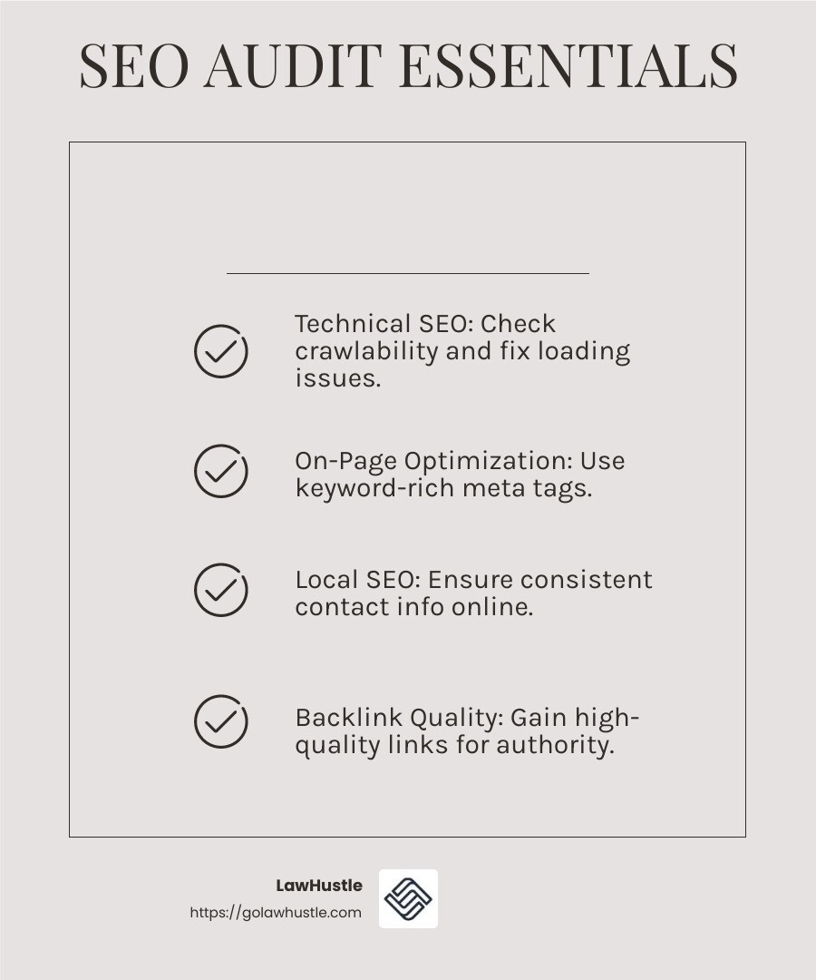SEO audit checklist infographic - law firm seo audit infographic checklist-light-beige