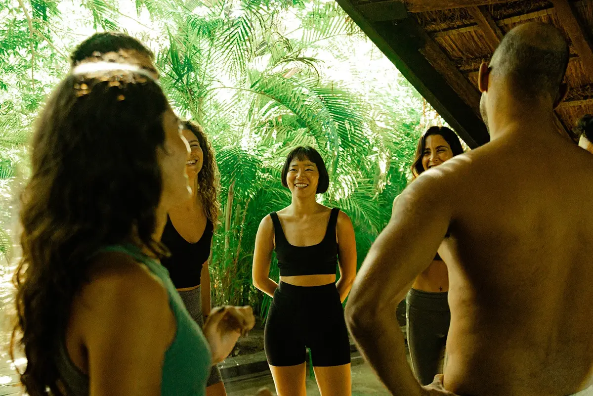 Morning yoga session with jungle view at Nômade Tulum, Mexico.