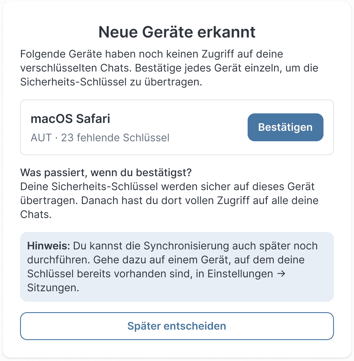 37.clinic - Neues Gerät erkannt popup