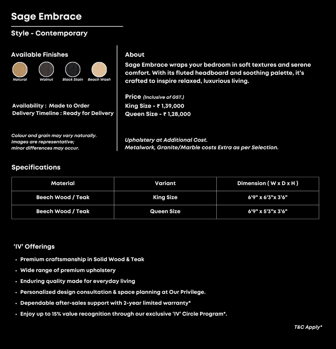 Winged fluted bed with gentle curves and serene presence.