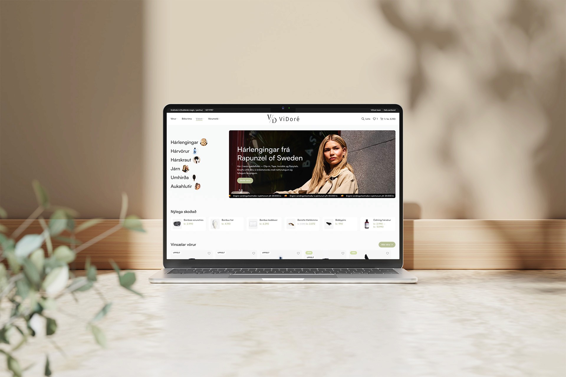 vidore hárstudio vefsíða hönnun