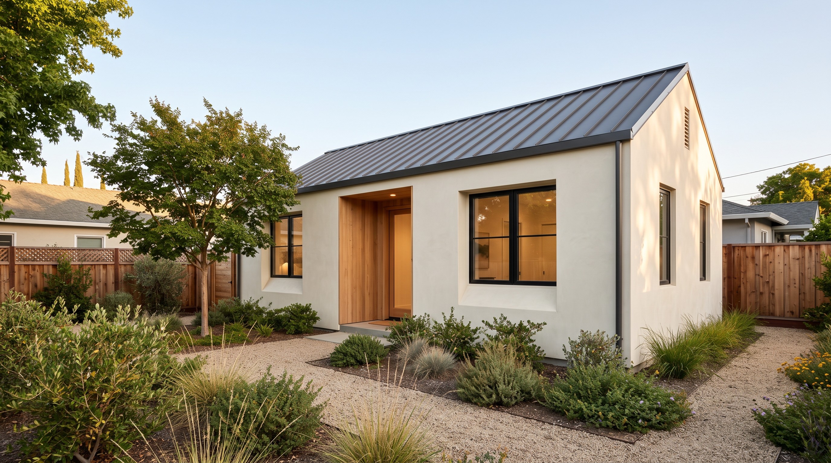 Conceptual ICF block and insulated concrete wall assembly for a California ADU.