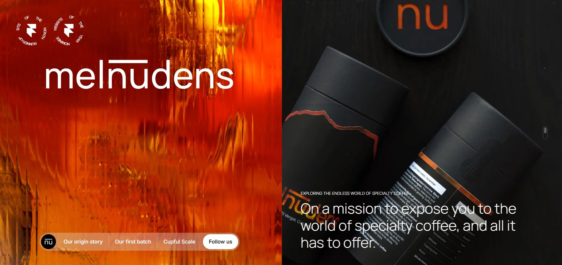 Best F&B Landing Pages Built with Framer - Melnūdens Coffee