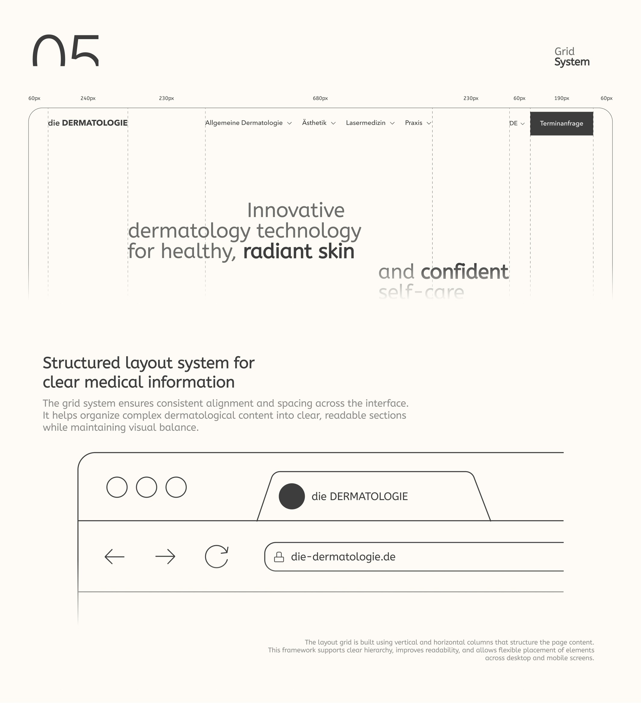 dermatology practice website design in framer