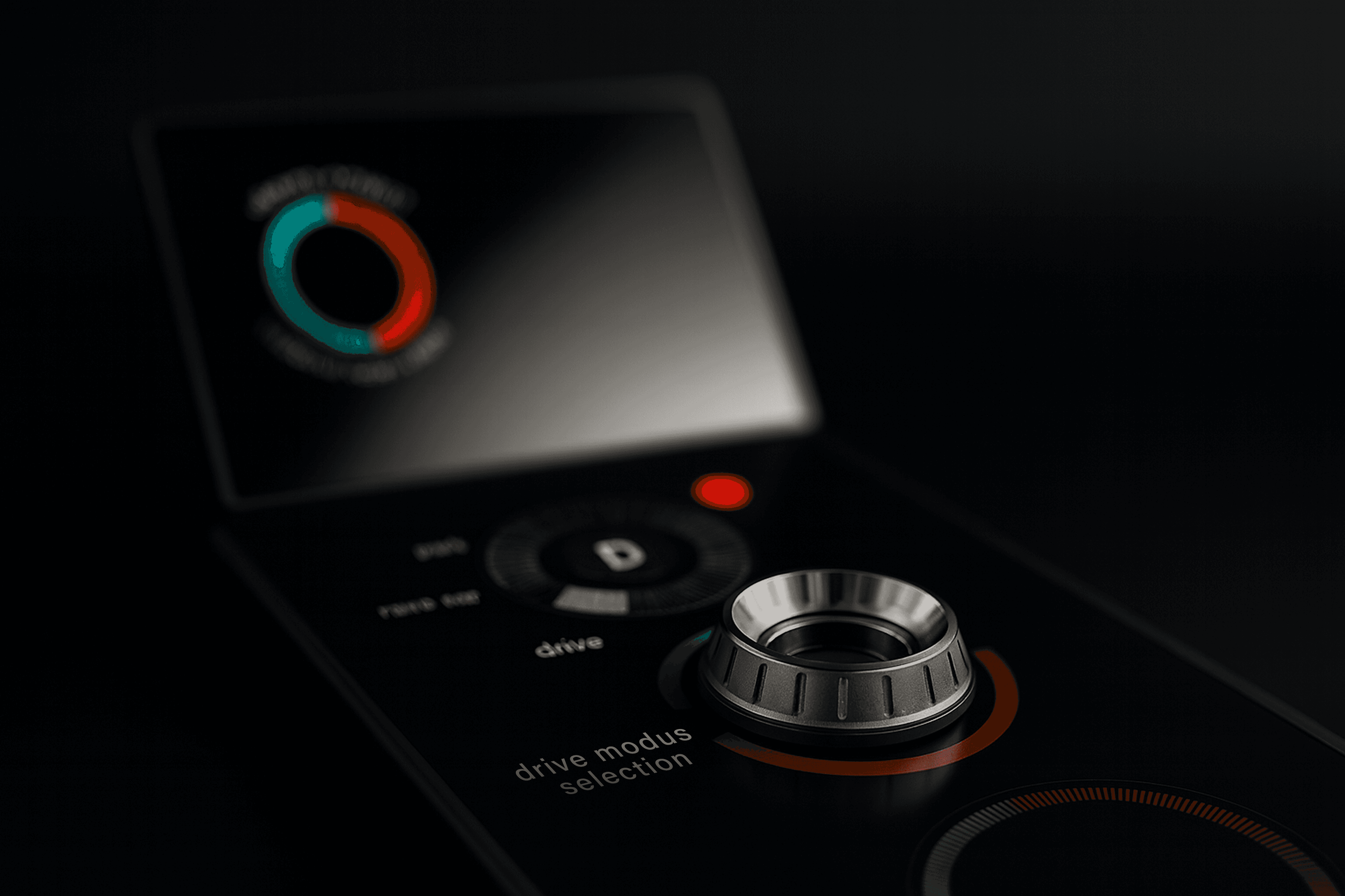 MMUI automotive dashboard interface with central control knob and display, designed for intuitive in-car use.