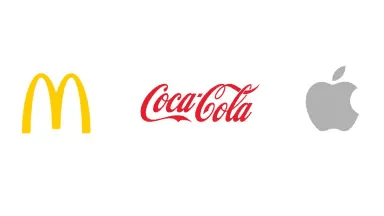 mcd, coco cola and apple logo