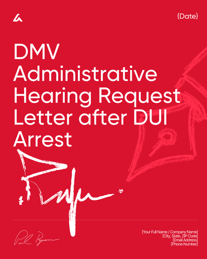 DMV Administrative Hearing Request Letter after DUI Arrest