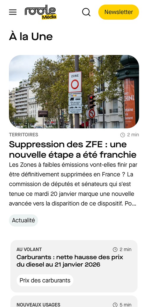Version mobile de l'accueil du site Roole Média