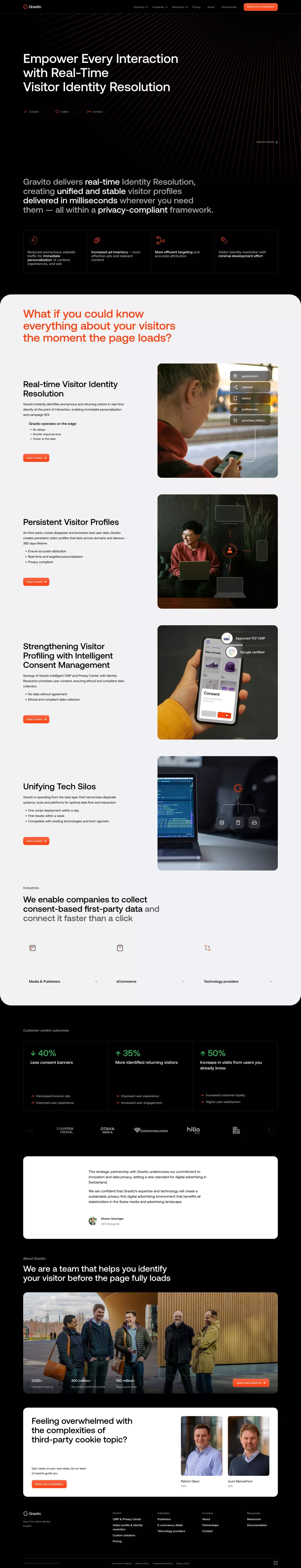 Gravito Ltd - Real-Time Identity Resolut portfolio page screenshot showcasing Marketing and Tech design
