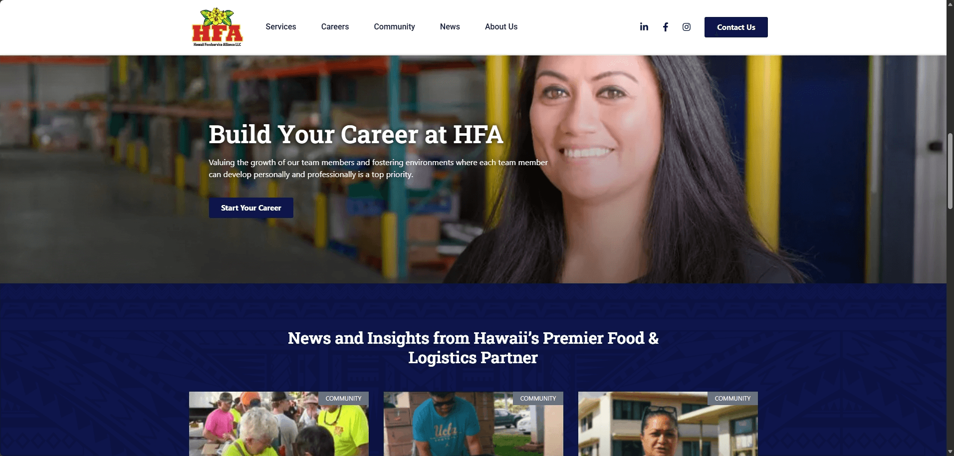 Large images used throughout help tell the story of HFA and it's employees.