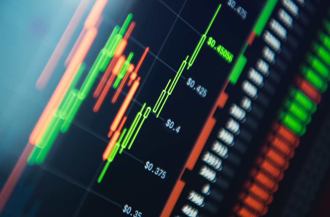 Close-up of a financial market chart on a trading screen