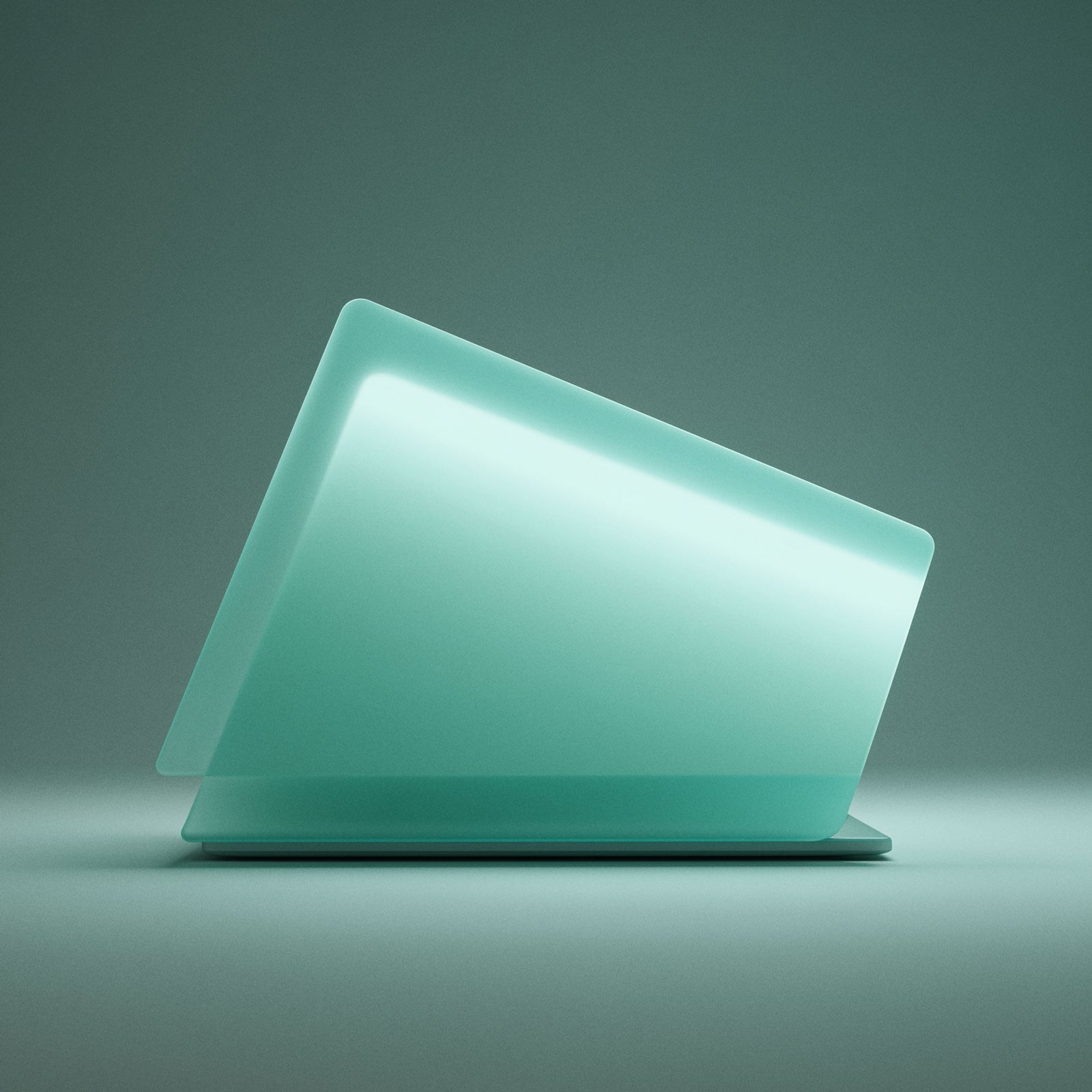 Tilted rectangular panel with mint-turquoise gradient