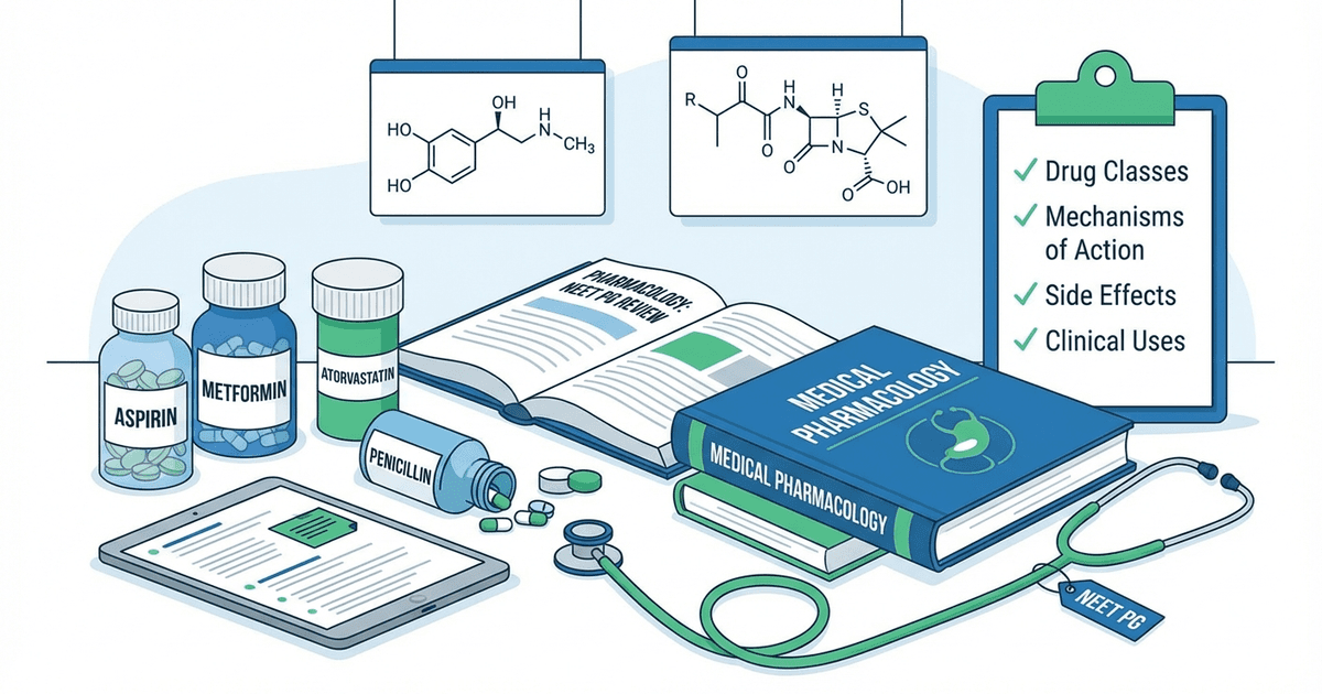 Cover: How to Study Pharmacology for NEET PG 2026: Complete Checklist, High-Yield Systems and Exam Strategy