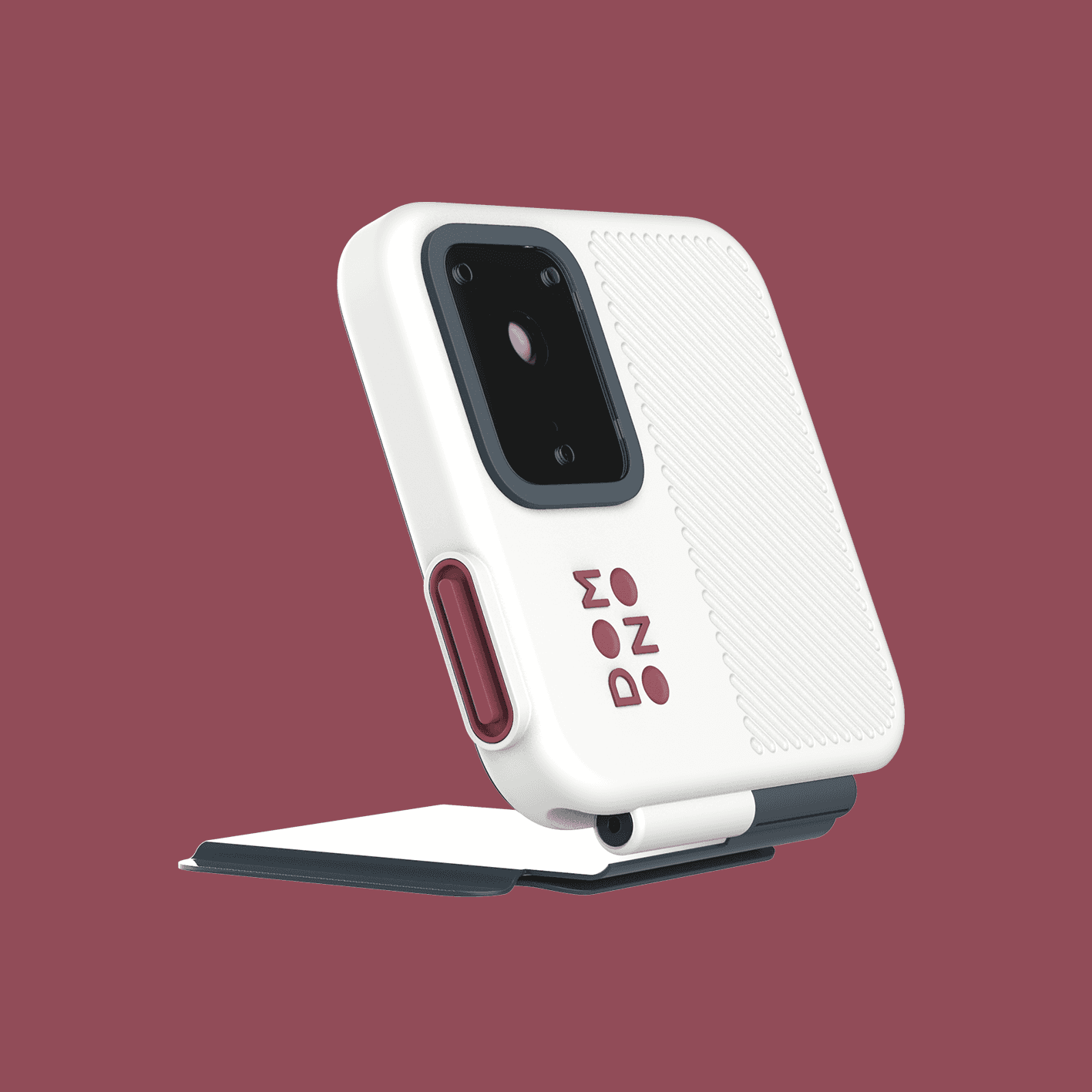 Side view of a compact action camera designed to clip onto phones, offering a seamless and portable recording experience.