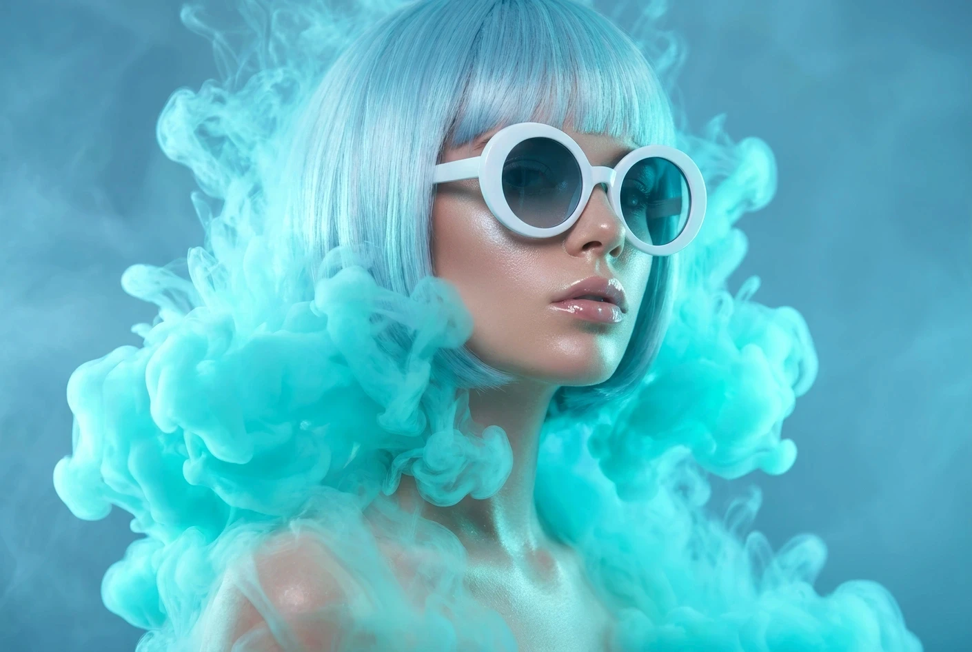 Girl in white smoke
