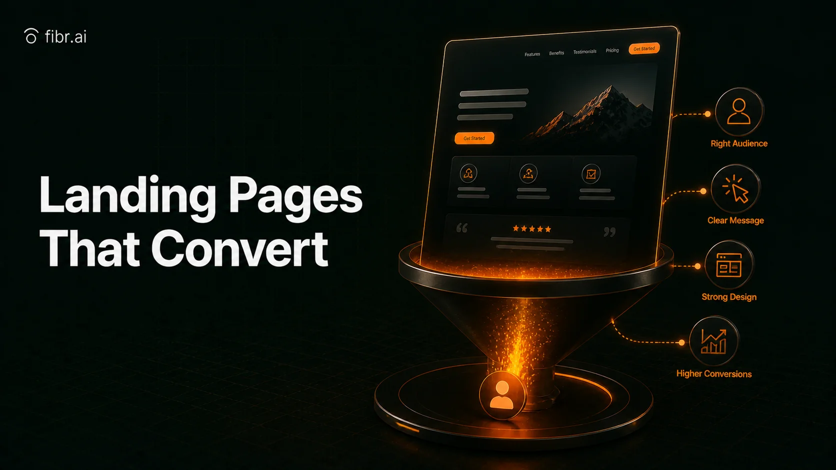 Landing pages that convert visualization showing a high-performing page optimized through audience targeting, clear messaging, and strong design to drive higher conversions.