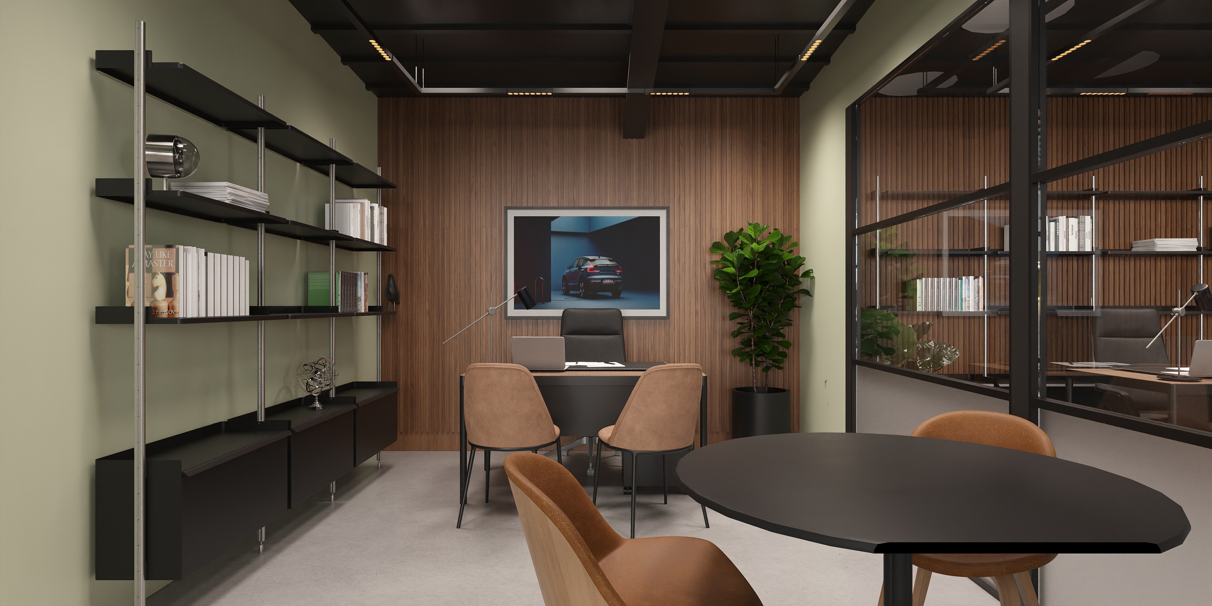 Director office midj chairs of a garage retail design concept for Arenaz Automobiles et Services SA in Crissier Switzerland