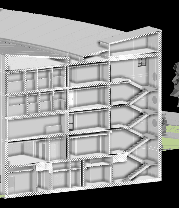 Vertikalschnitt durch das 3D Modell