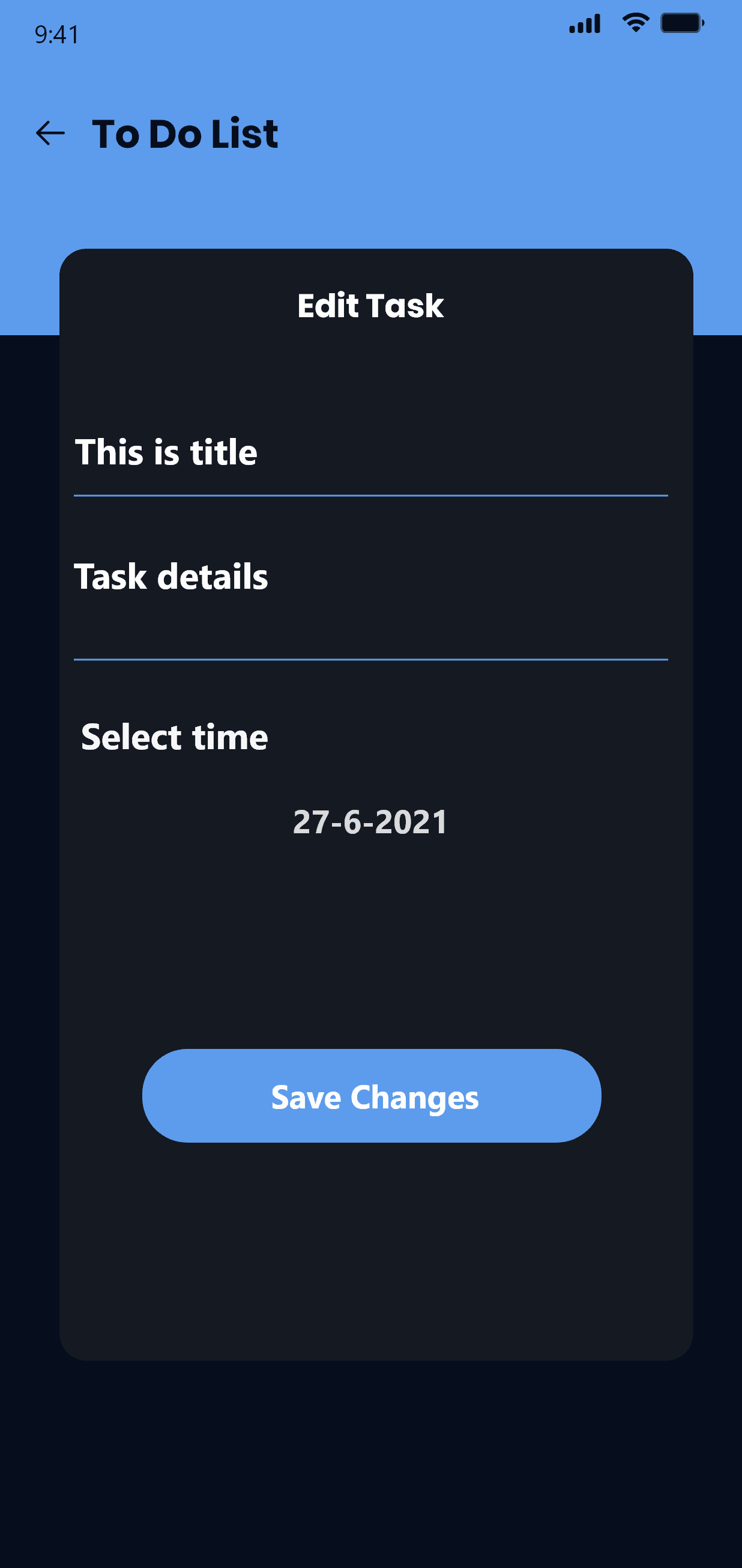 add task screen