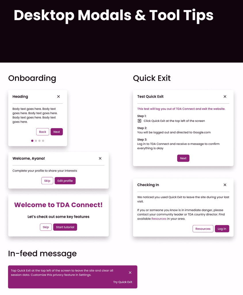 Enlarged Screenshot of Desktop Modals & Tool Tips in Design System