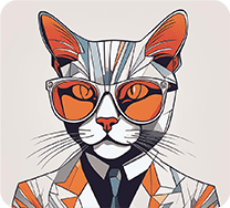 Cat with glasses in pop art style