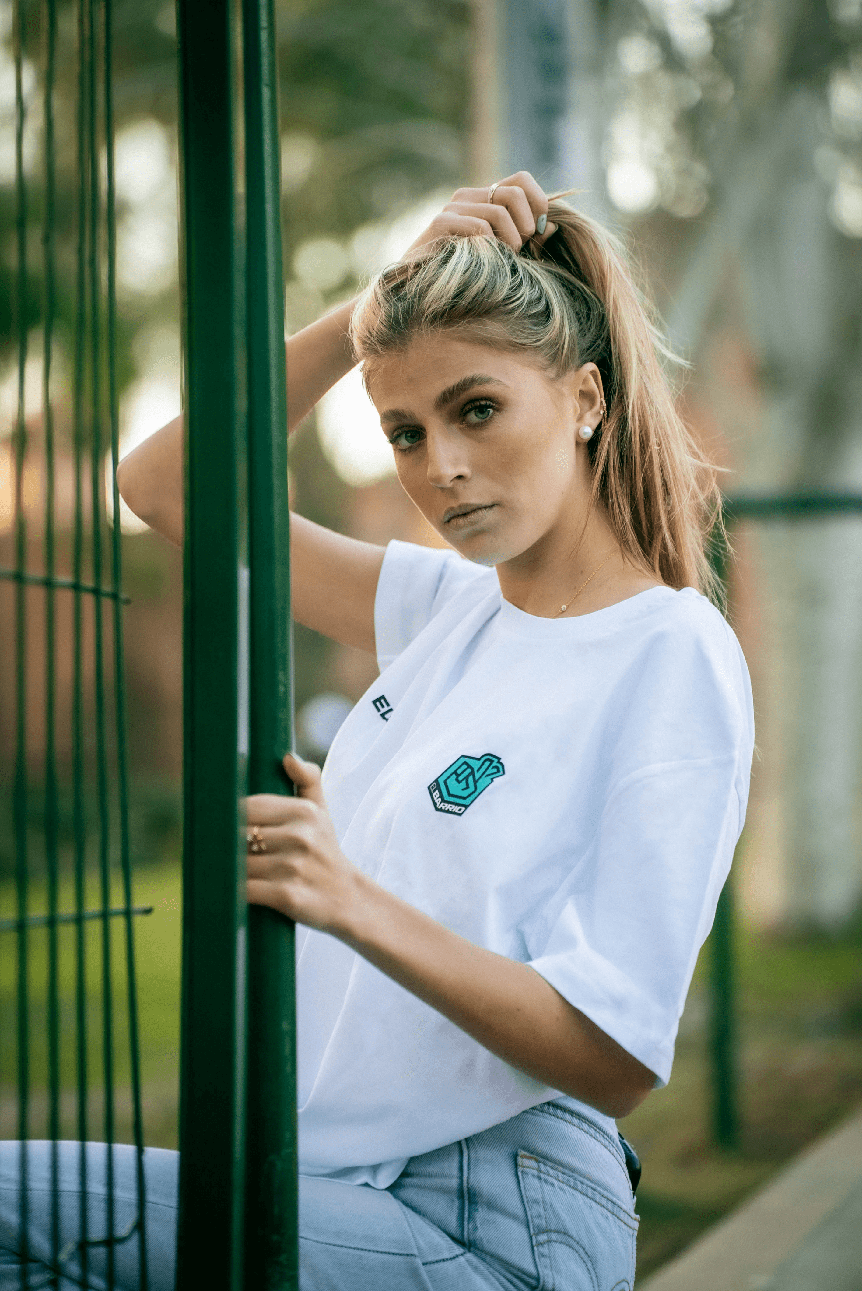 Model Photoshoot wearing El Barrio T