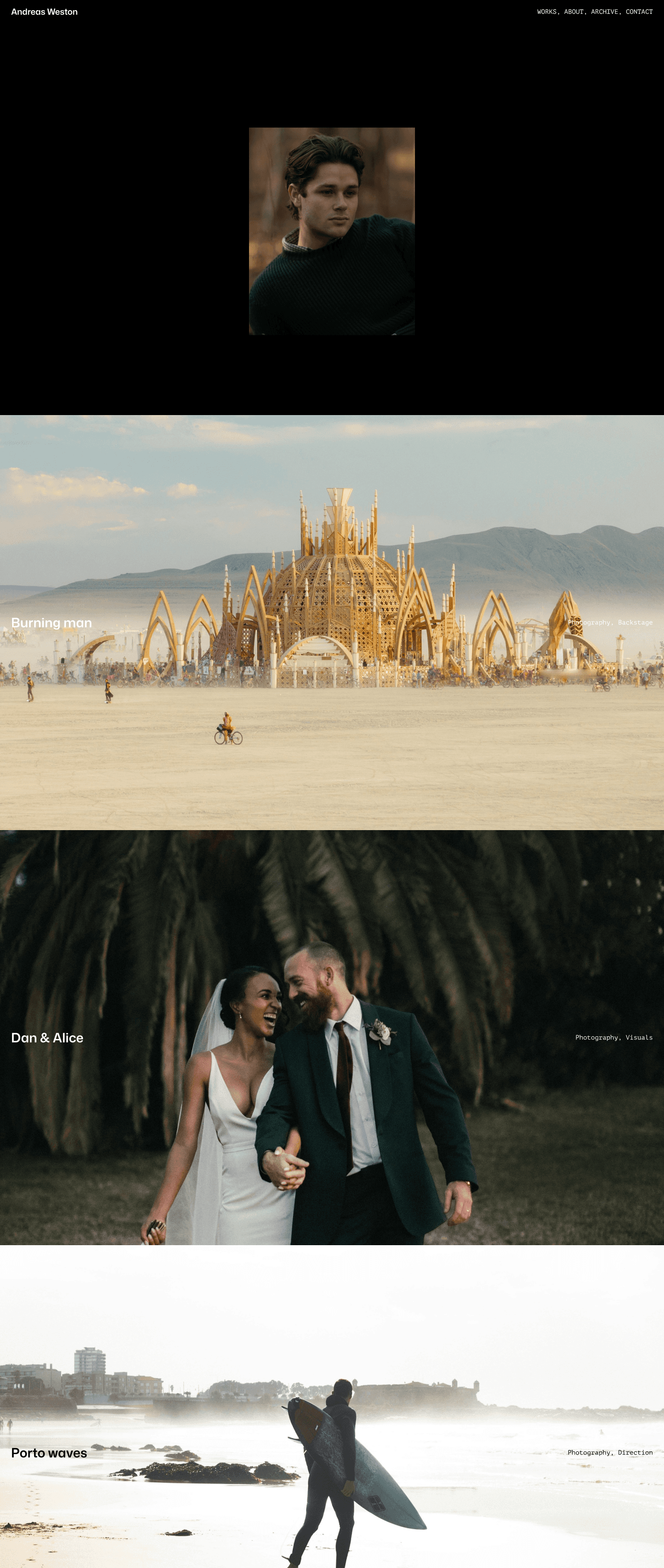 Screenshot of andres photography webflow template