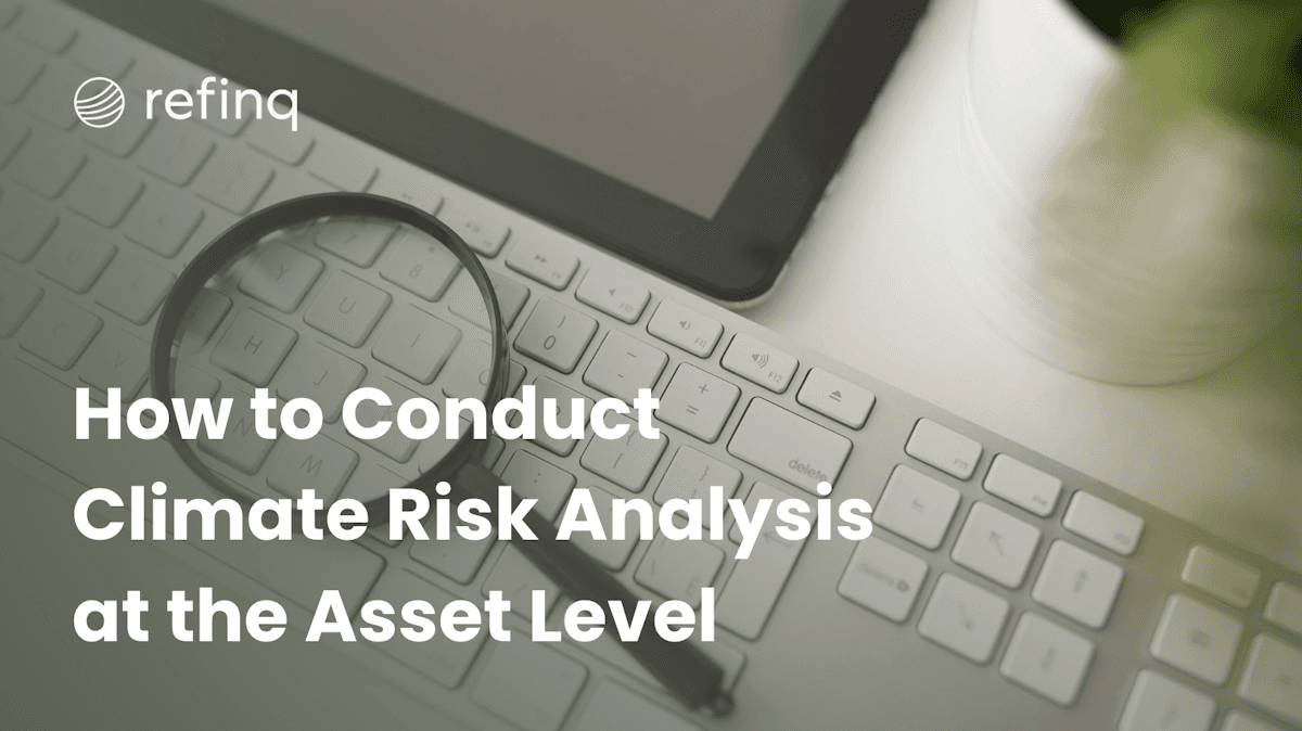 Engineer reviewing climate risk data for industrial assets with geographic hazard maps and digital analytics tools
