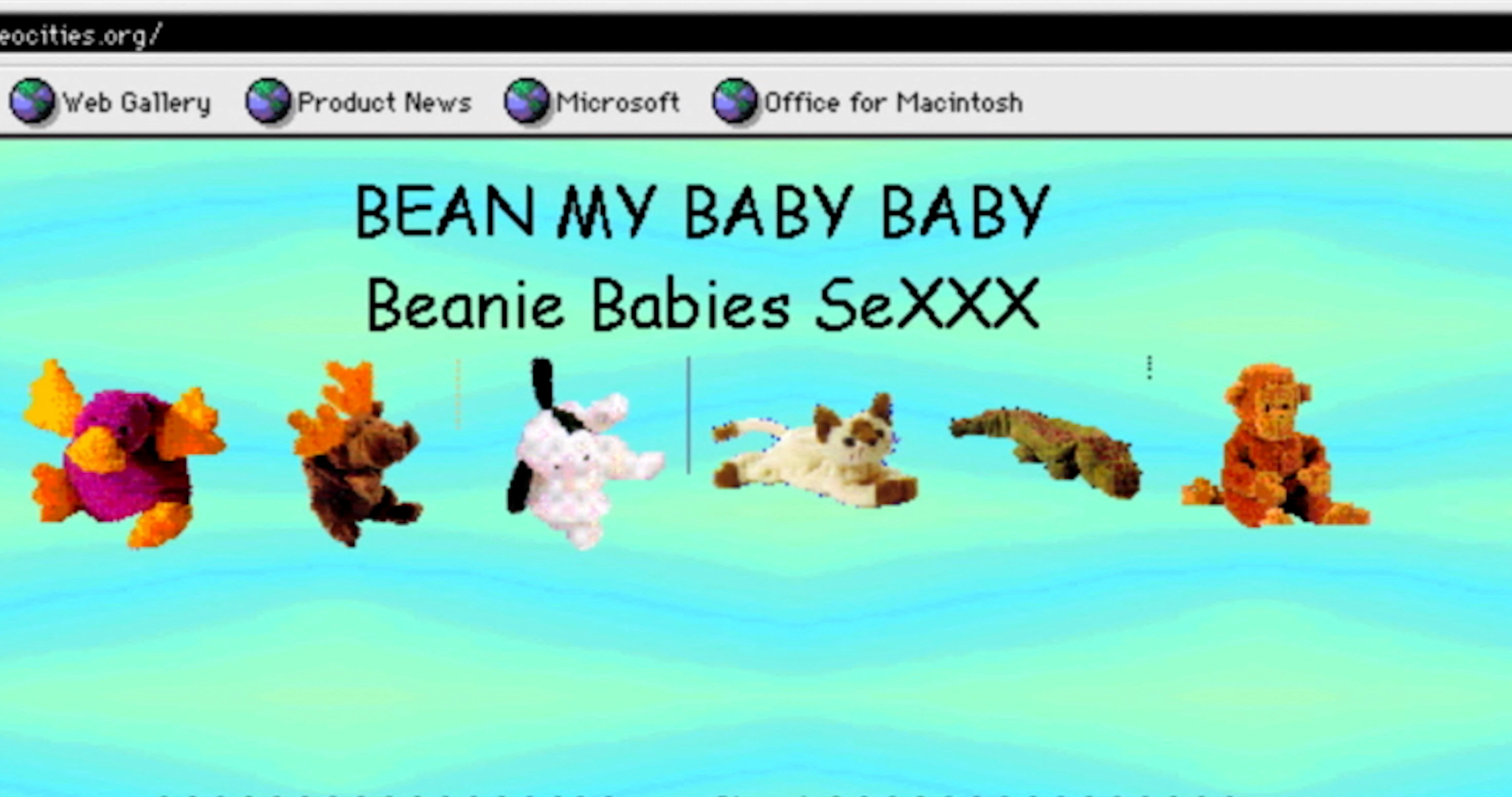 Beanie Baby Sex website from 90s Geocities mockumentary scene never enough show NeverEnoughShow.com minimocks mockumentary comedy