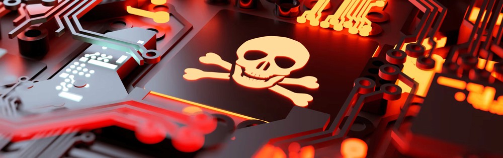 Red digital warning symbol glowing on a circuit board interface, representing active ransomware exploitation of the VMware ESXi CVE 2025 22225 vulnerability and hypervisor compromise.