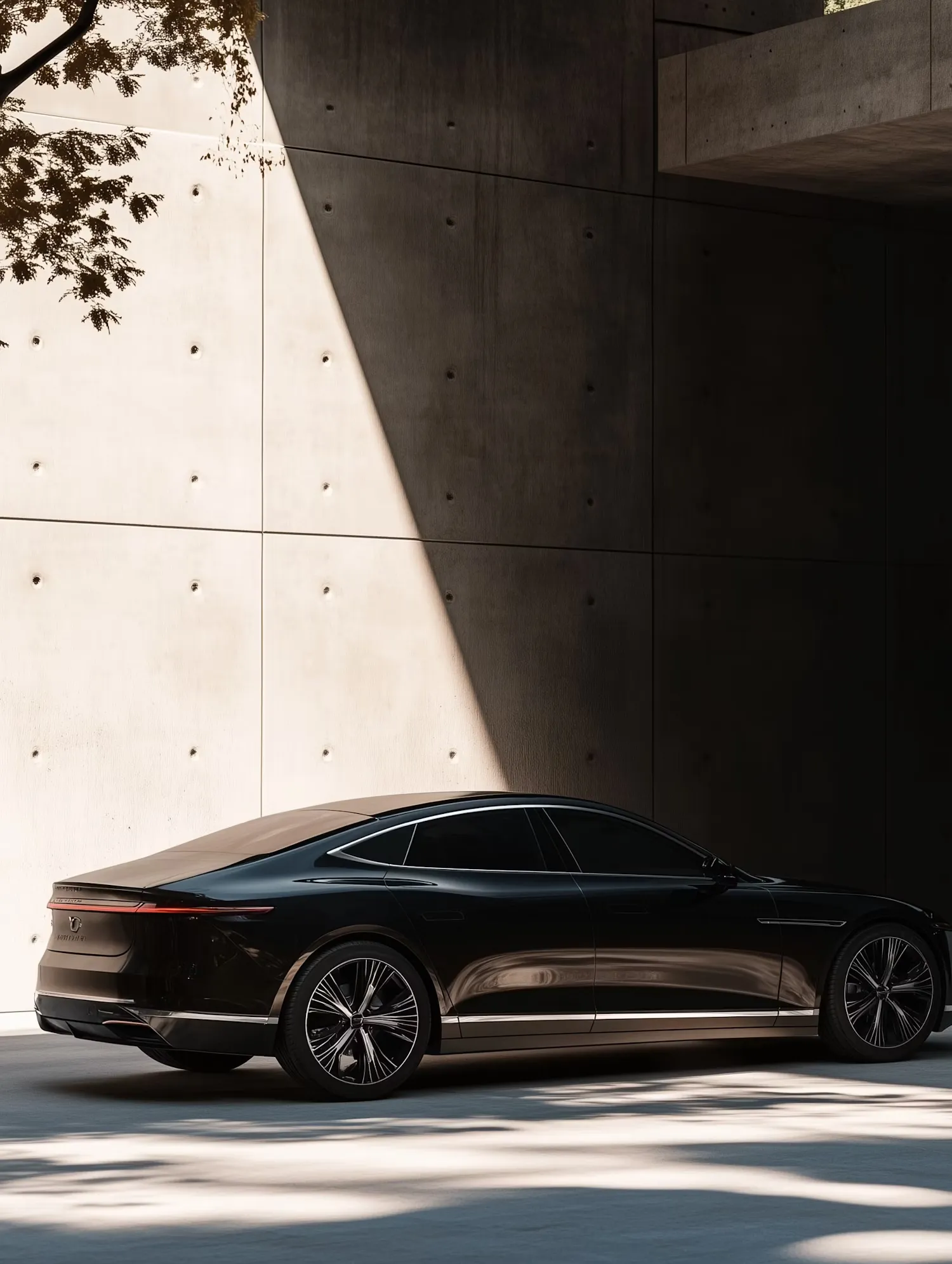 Architectural image with a car