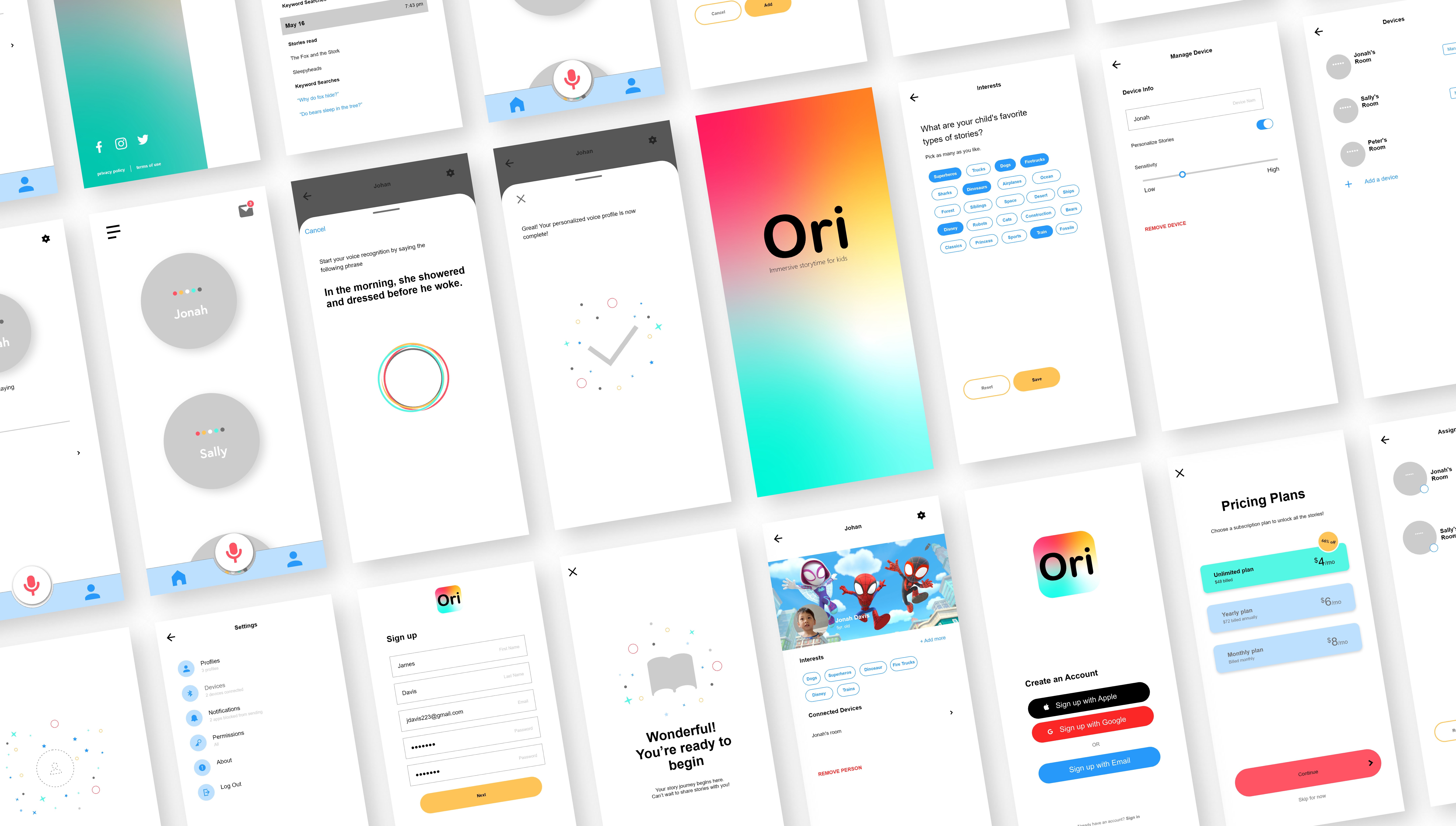 Ori app high-fidelity prototypes