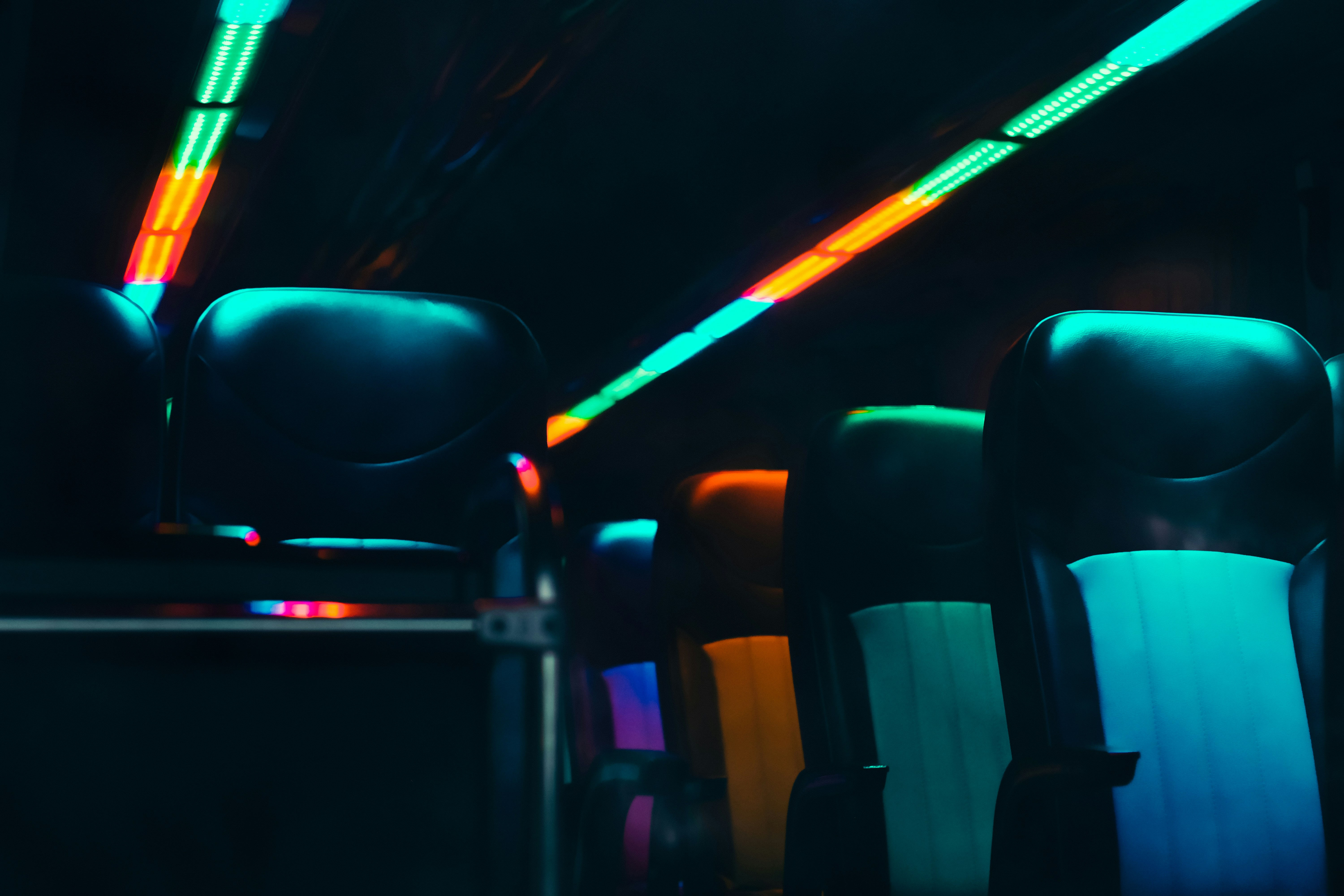 Inside of a private minibus.
