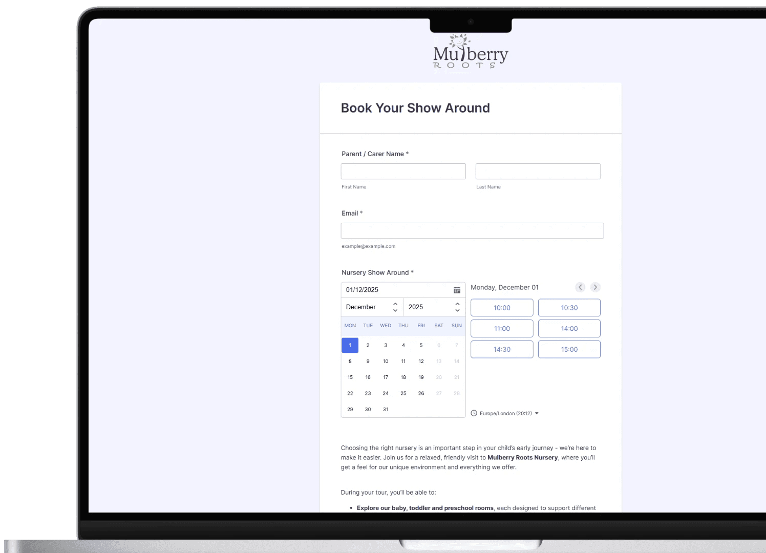 Mulberry Roots Nursery 2025 Prospectus Brochure