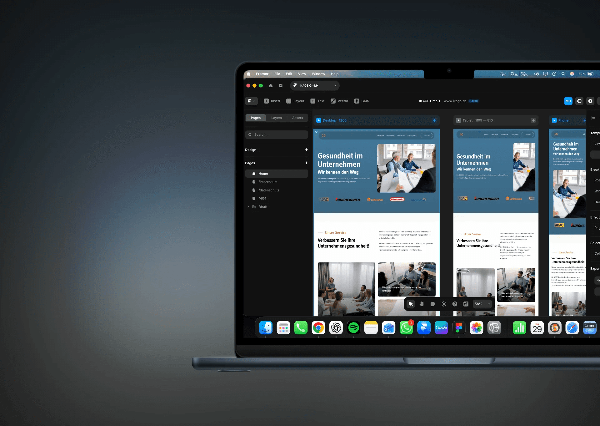 Laptop Mockuop einer Website