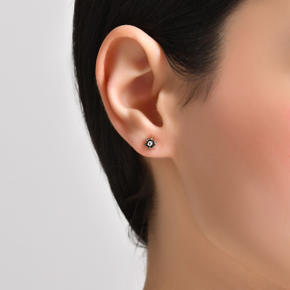 Assos 0.14 Karat Yıldız Elmas Küpe 8 Ayar Pembe Altın