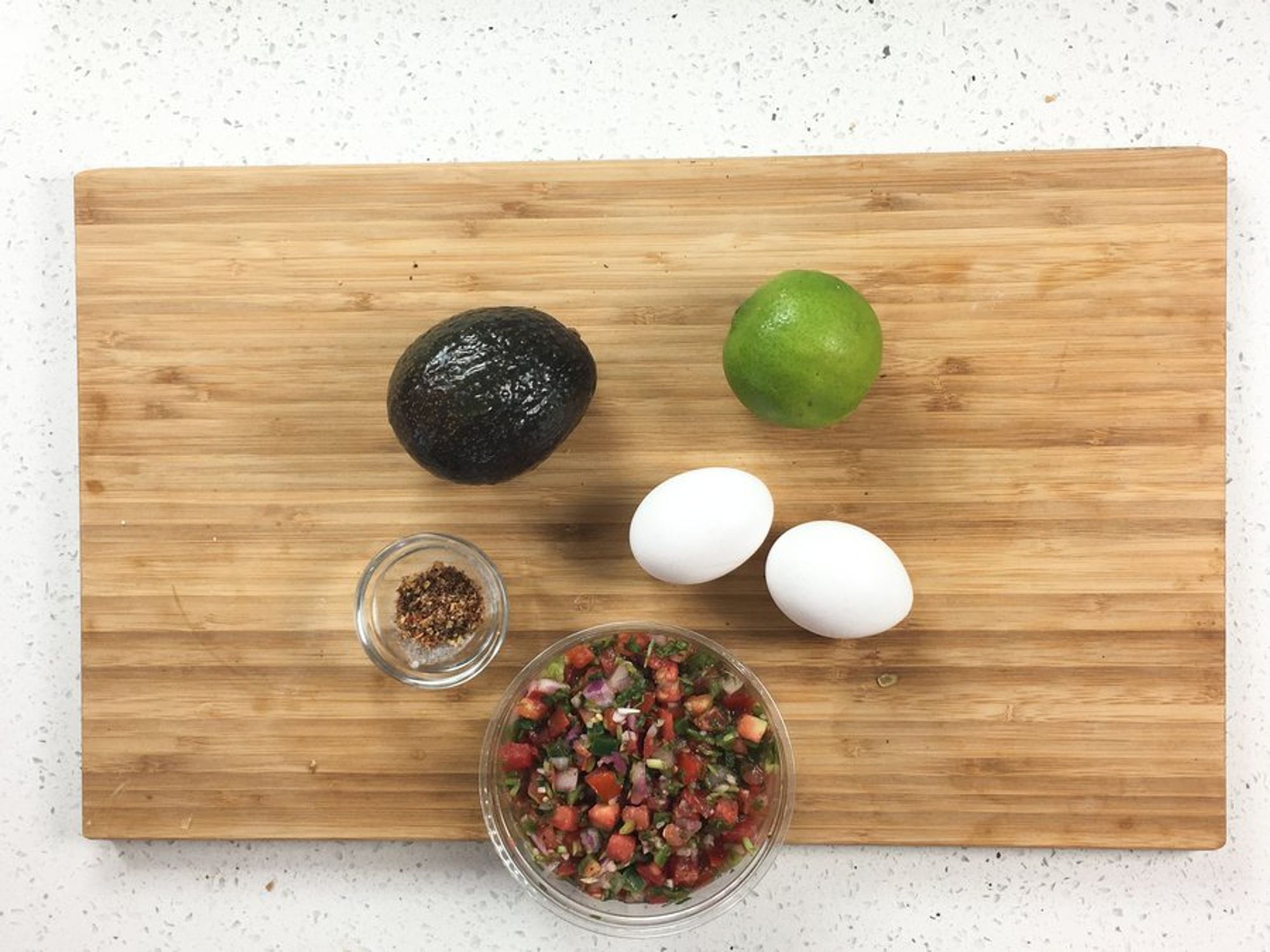 ingredients for mexican baked avocado eggs