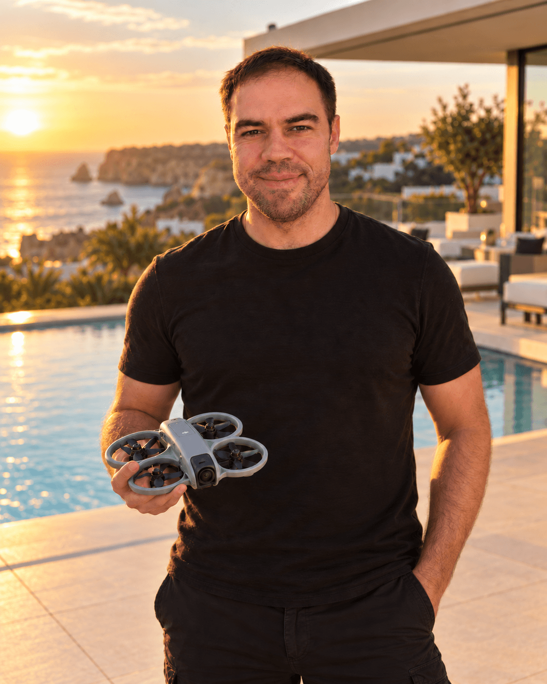 Alex com um drone