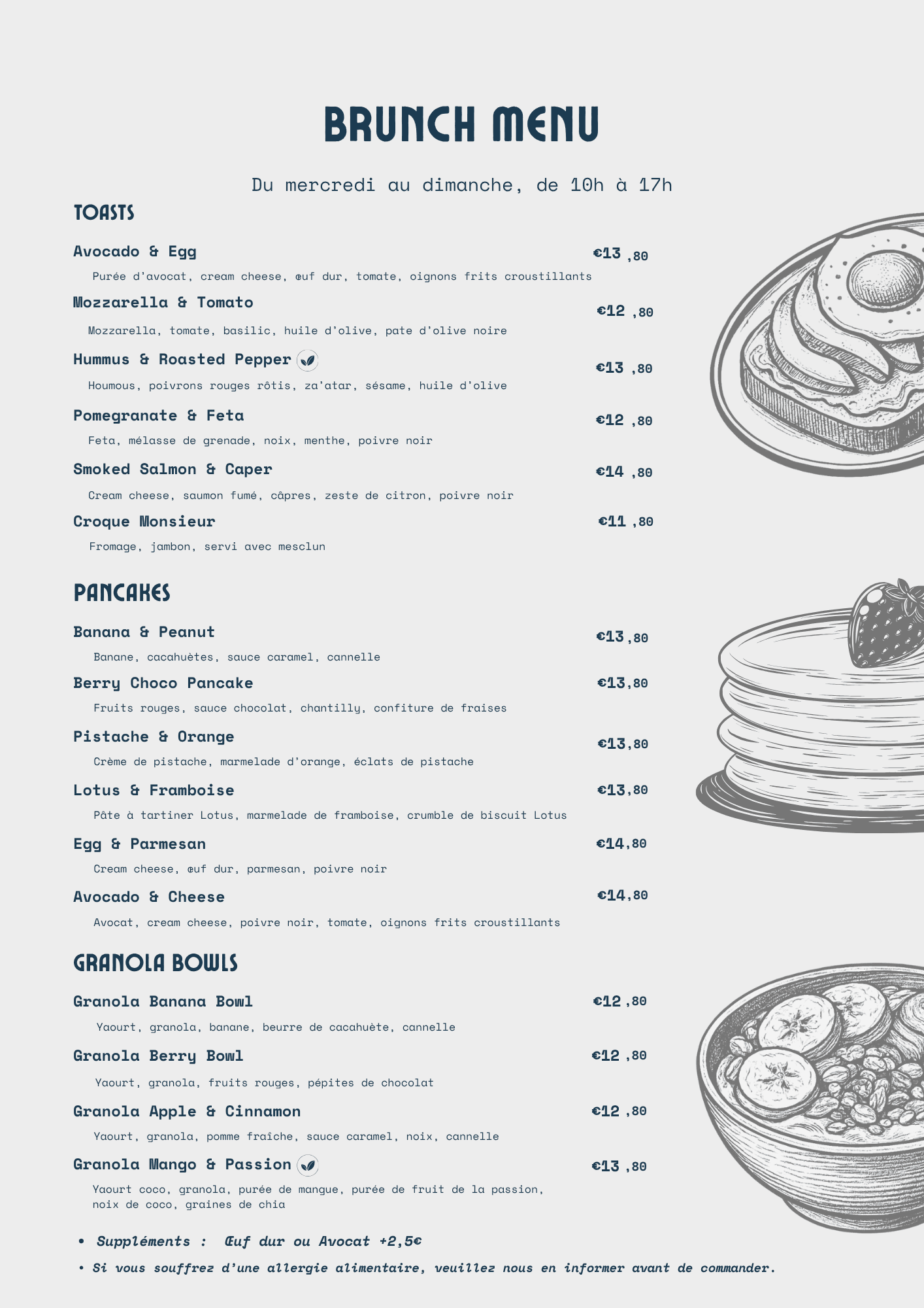 Shakes & Brews brunch menu