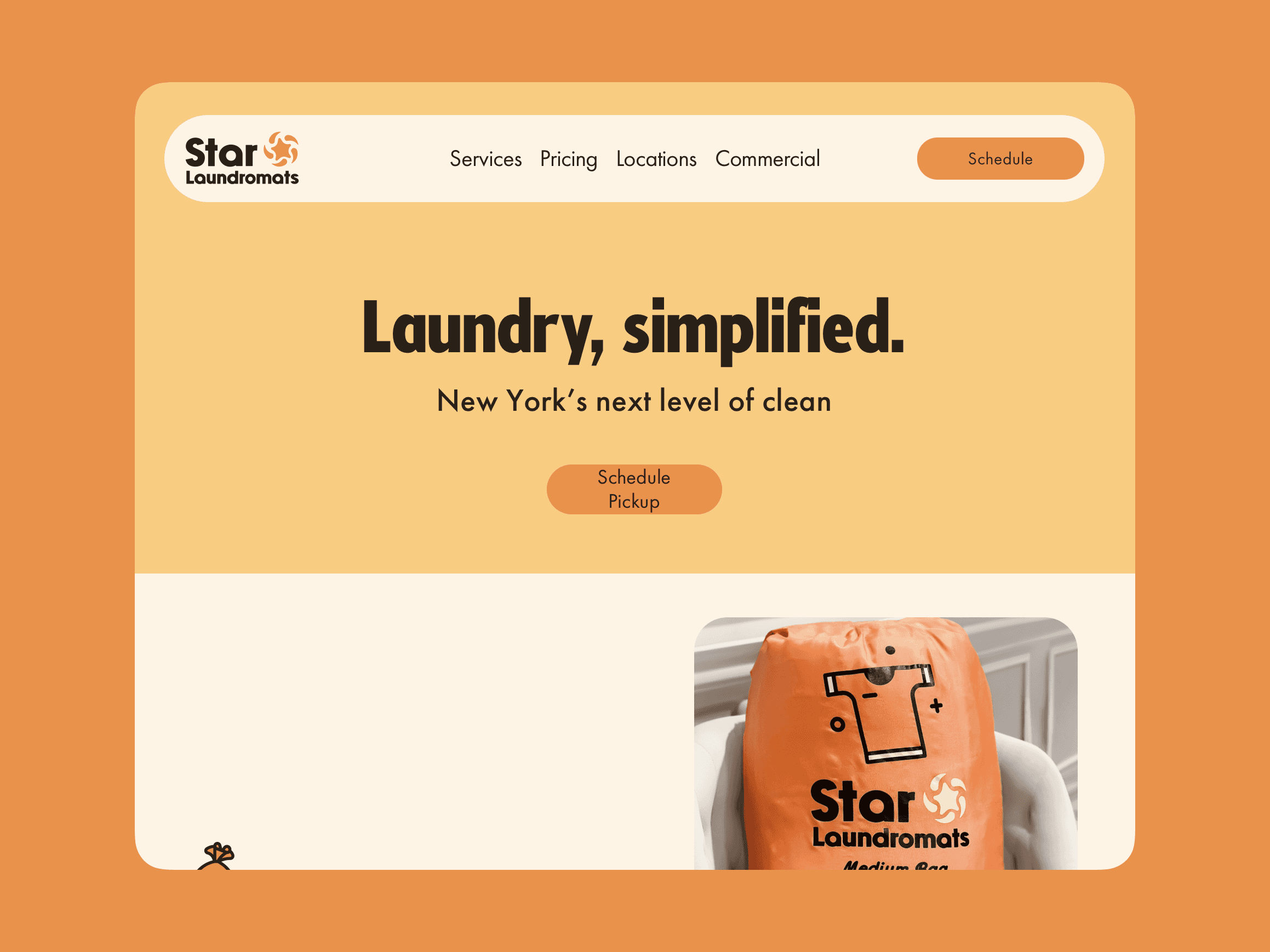 Star Laundromats website mockup on desktop screen showing modern laundromat marketing design