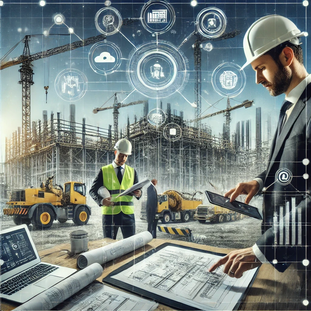 Voici l’image illustrant l’article "Les outils de gestion de projet les plus efficaces pour le BTP". Elle représente un chantier moderne où les chefs de projet et ingénieurs utilisent des tablettes, des plans numériques et des tableaux de bord digitaux pour suivre l’avancement des travaux et optimiser les processus. En arrière-plan, des grues, des machines lourdes et un site structuré reflètent l’efficacité et l’intégration des technologies dans la gestion de projet BTP. 🚀📊👷‍♂️