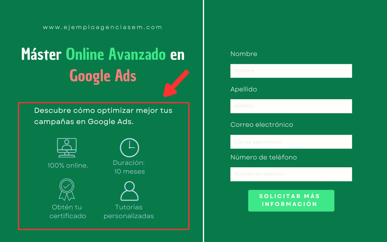 Ejemplo de landing page optimizada