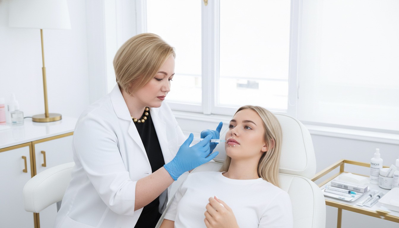 Fachärztin Dr. Dulic führt professionelle Lippenvergrößerung mit Hyaluronsäure-Filler in ästhetischer Praxis in Wien durch
